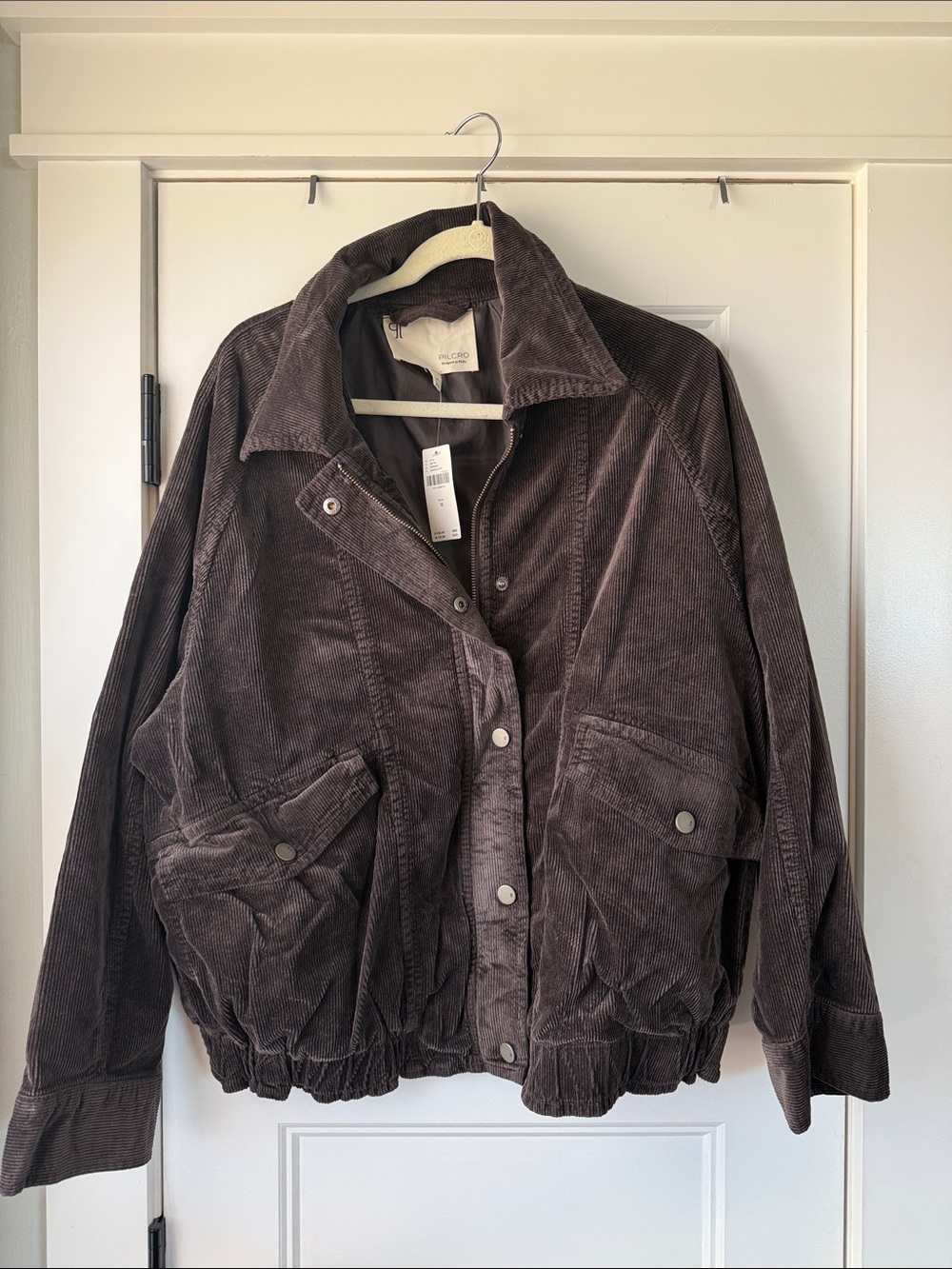 Pilcro Dark Brown Corduroy Bomber Jacket